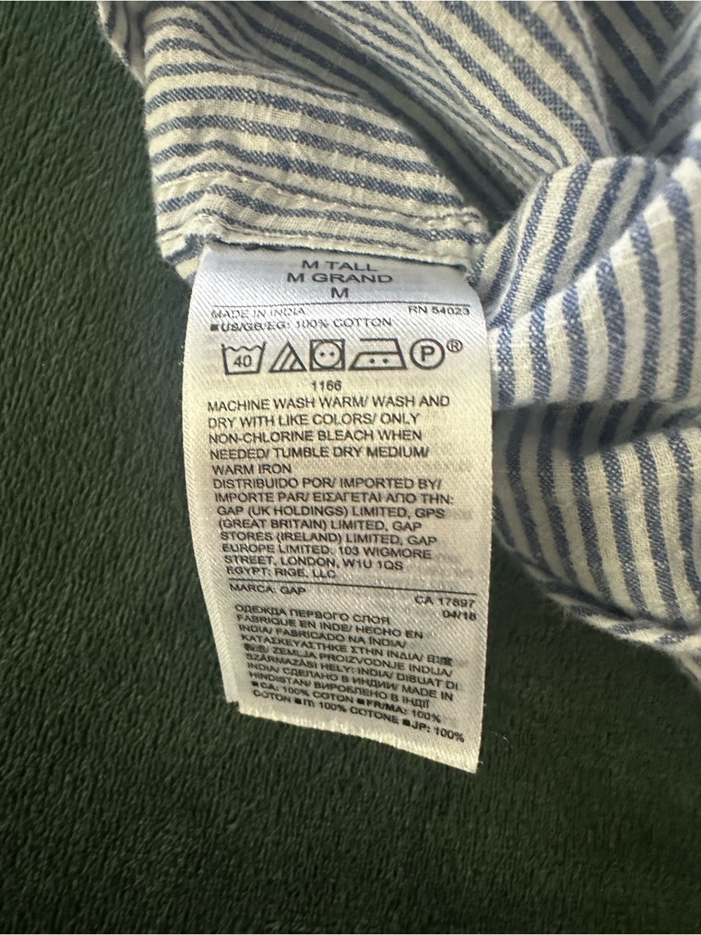 GAP TALL Blue and White Striped Women's Henley Popover Shirt - Picture 6 of 6